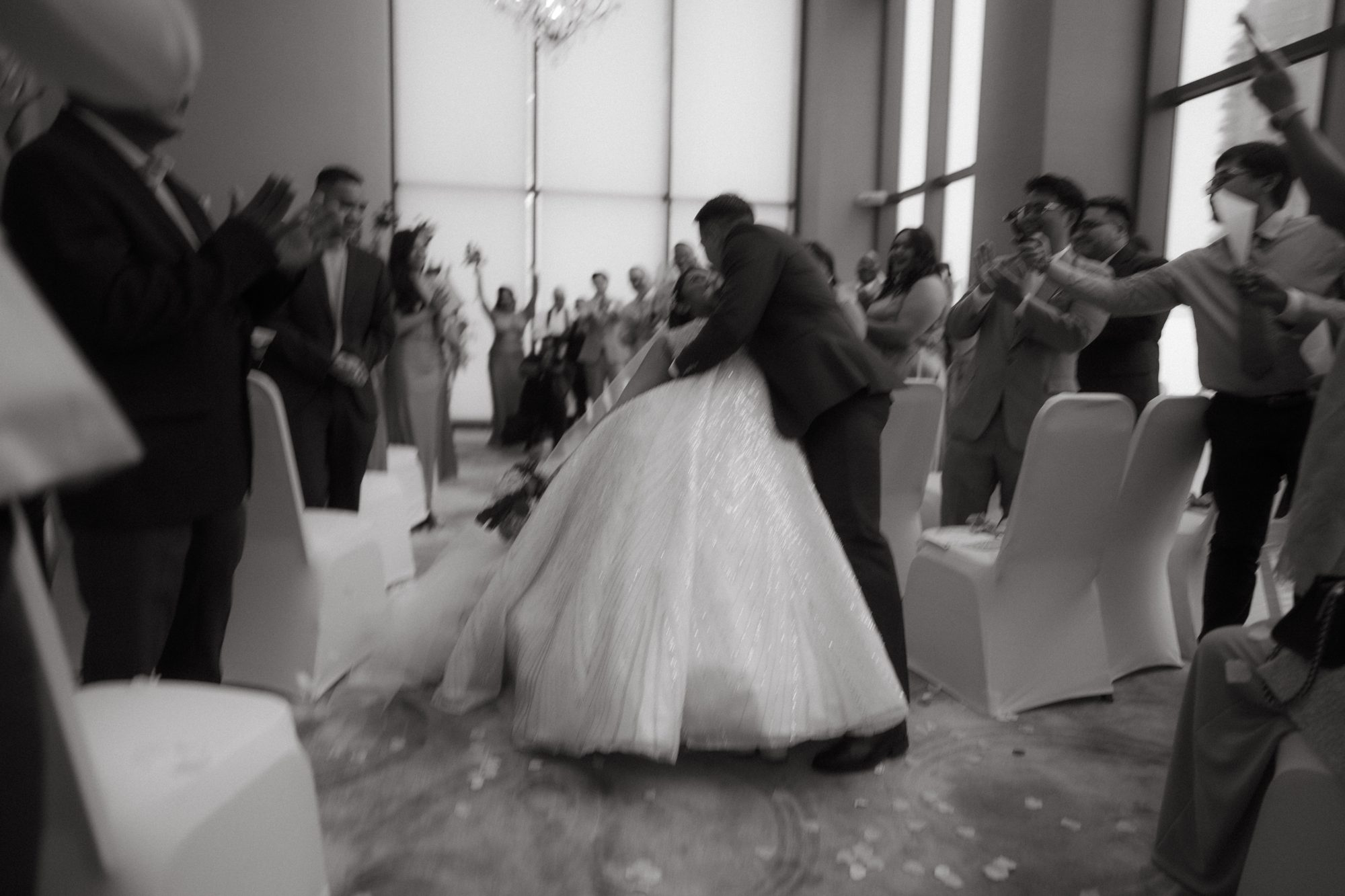 Bride and groom exiting the chapel
